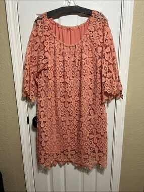 L&B Coral Lace Overlay Tunic